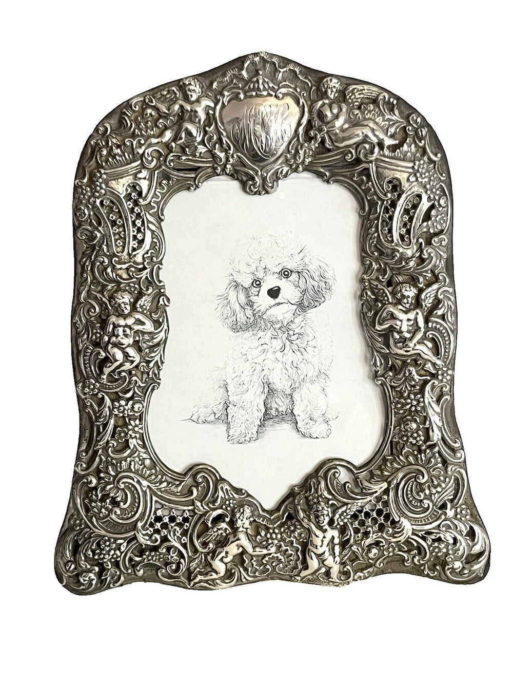 ATQ Sterling Silver Dominick & Haff NY Victorian Cherub Picture Photo Frame RARE